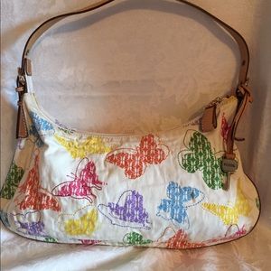 Fossil Canvas Hobo with Colorful Butterflies